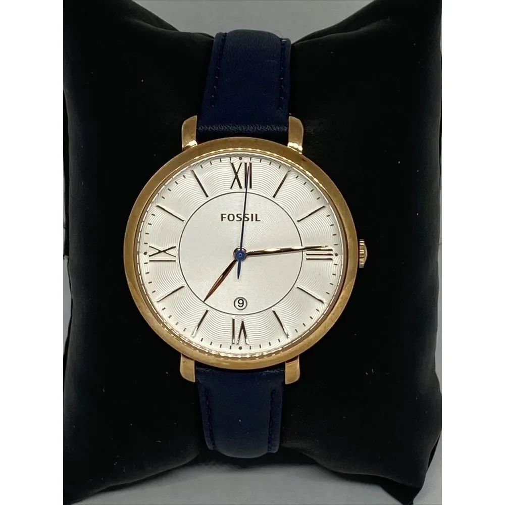 Fossil ES4140 Women's Blue Leather Analog Dial Quartz Genuine Watch QB485